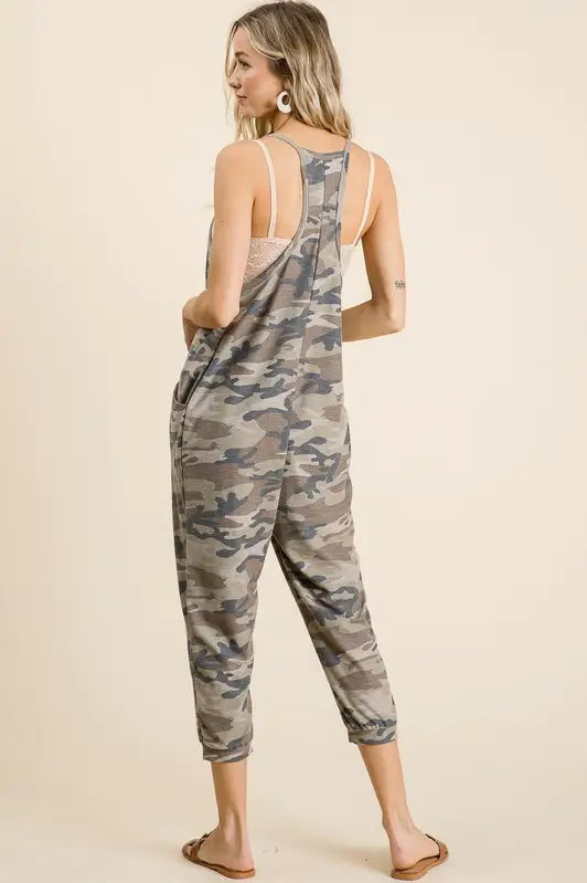 Camo Overall Jumpsuit with Pockets - Melissa Jean Boutique