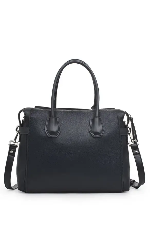 Claudia Luxury Vegan Black Satchel - Melissa Jean Boutique