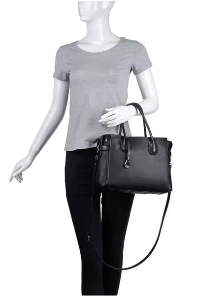 Claudia Luxury Vegan Black Satchel - Melissa Jean Boutique