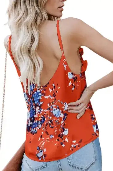 Orange Floral Cami Tank Top - Melissa Jean Boutique
