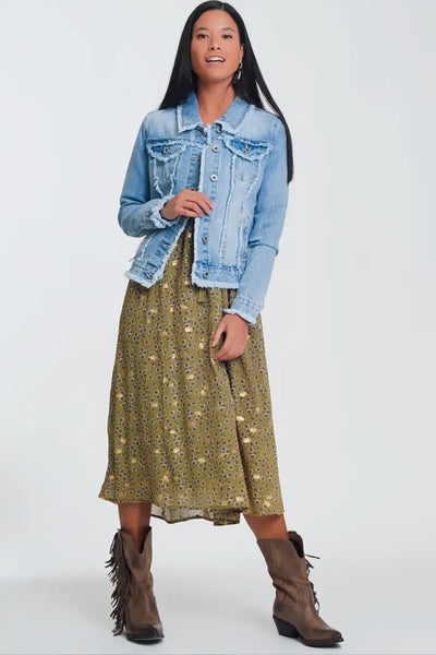 Step it Up Light Denim Raw Hem Jacket - Melissa Jean Boutique