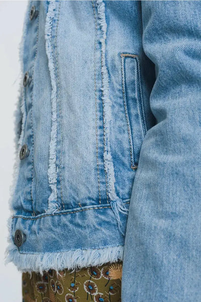 Step it Up Light Denim Raw Hem Jacket - Melissa Jean Boutique