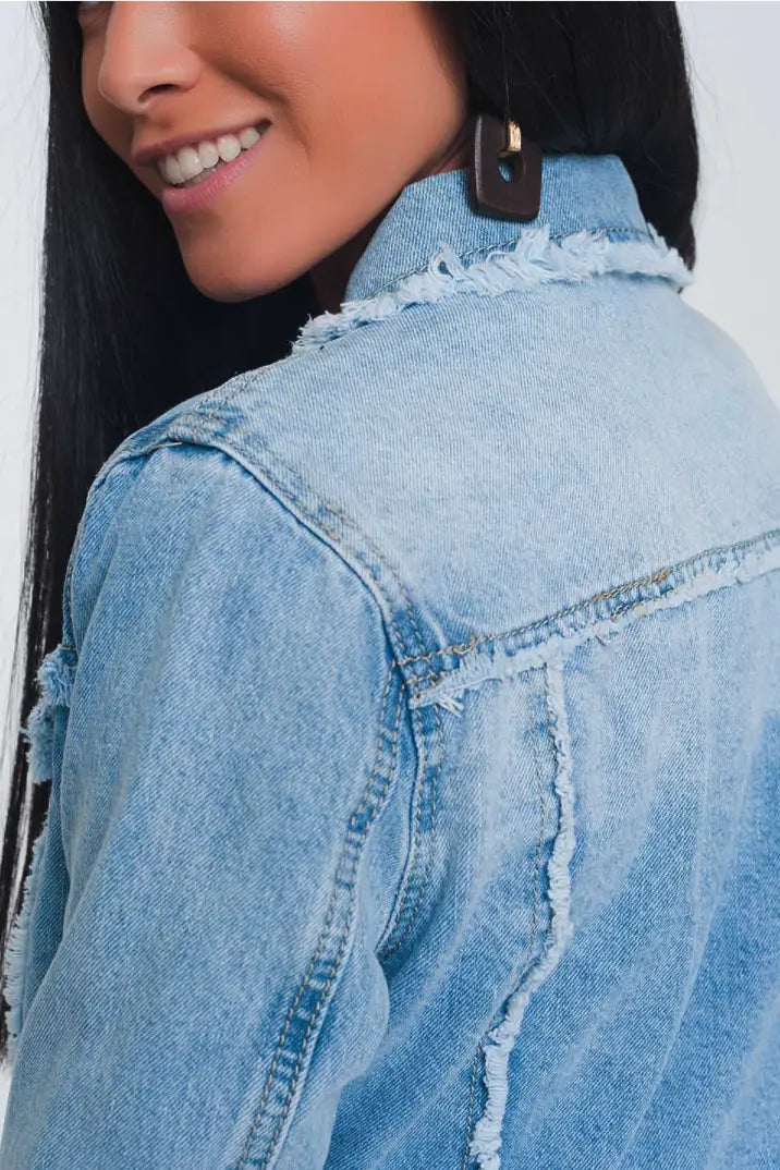 Step it Up Light Denim Raw Hem Jacket - Melissa Jean Boutique