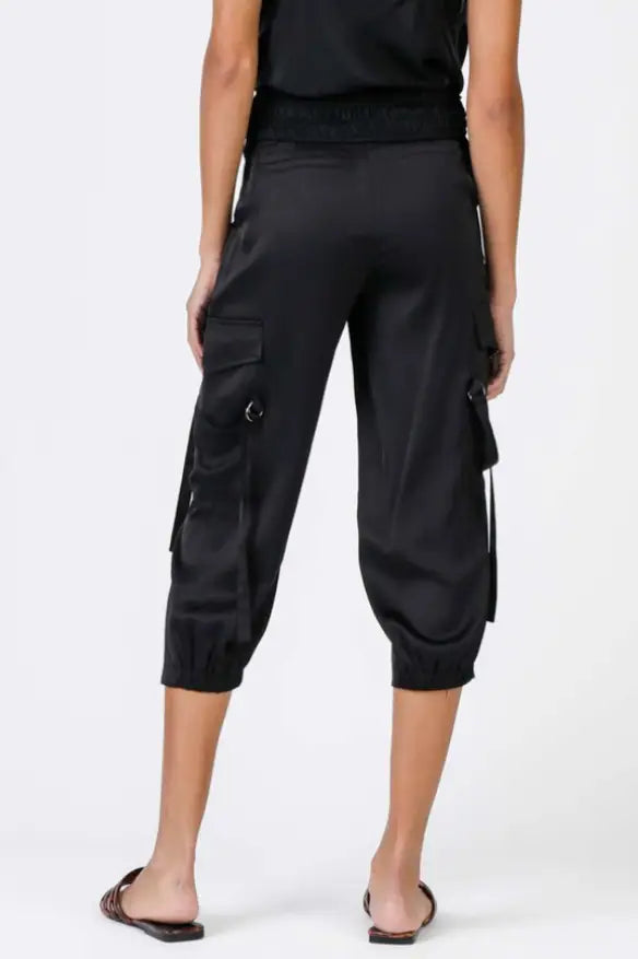 Uptown Satin Cargo Joggers - Melissa Jean Boutique