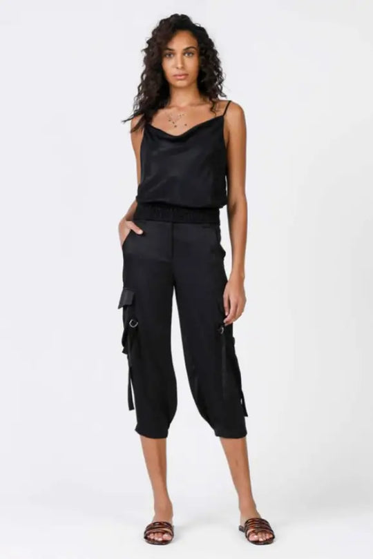 Uptown Satin Cargo Joggers - Melissa Jean Boutique