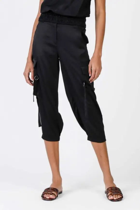 Uptown Satin Cargo Joggers - Melissa Jean Boutique