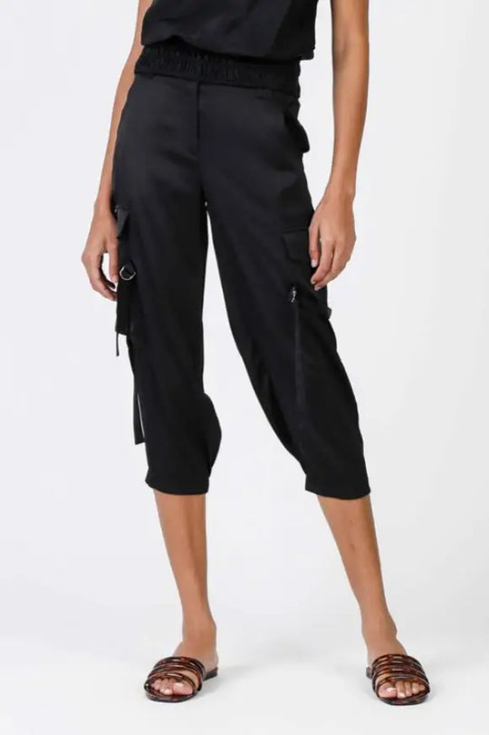 Uptown Satin Cargo Joggers - Melissa Jean Boutique