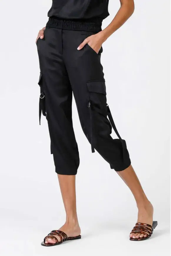 Uptown Satin Cargo Joggers - Melissa Jean Boutique