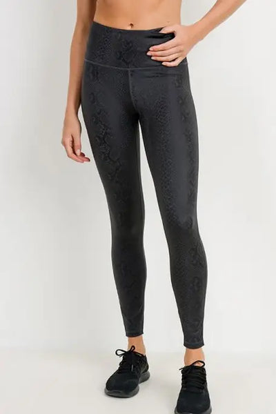 Mamba Black Snake Print Leggings - Bottoms