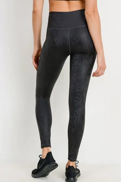 Mamba Black Snake Print Leggings - Bottoms