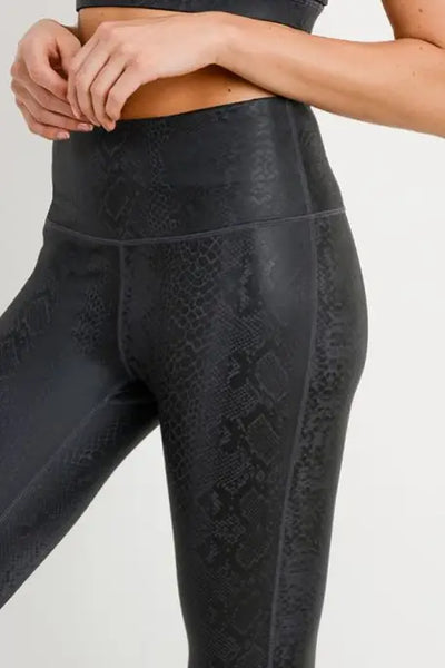 Mamba Black Snake Print Leggings - Bottoms