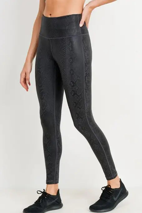 Mamba Black Snake Print Leggings - Bottoms