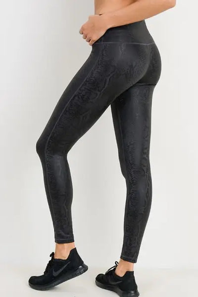 Mamba Black Snake Print Leggings - Bottoms
