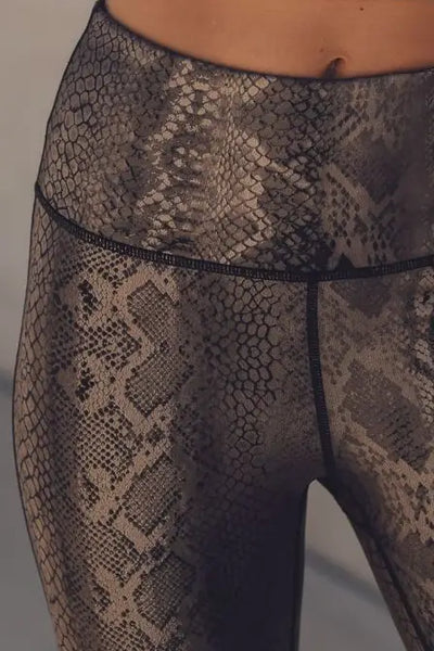 Shimmery Copper Snake Print Leggings - Bottoms