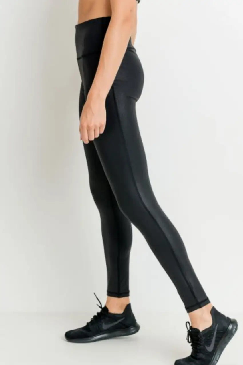 Black Foil Highwaist Leggings - Bottoms