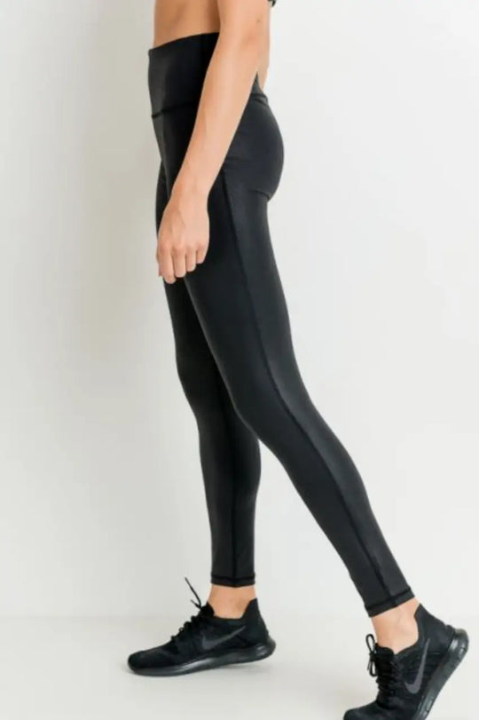 Black Foil Highwaist Leggings - Bottoms