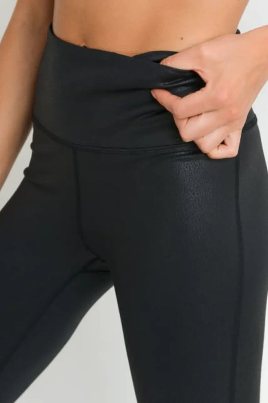 Black Foil Highwaist Leggings - Bottoms