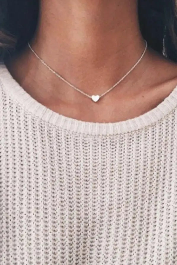 Dainty Heart Necklace Silver - Jewelry