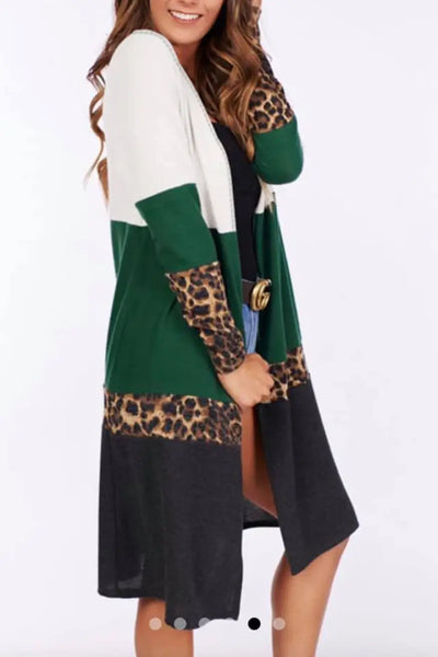 City Girl Leopard Color Block Cardigan - OUTERWEAR