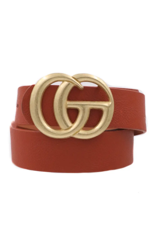GiGi Belt Brown with Matte Gold - Bags & Belts