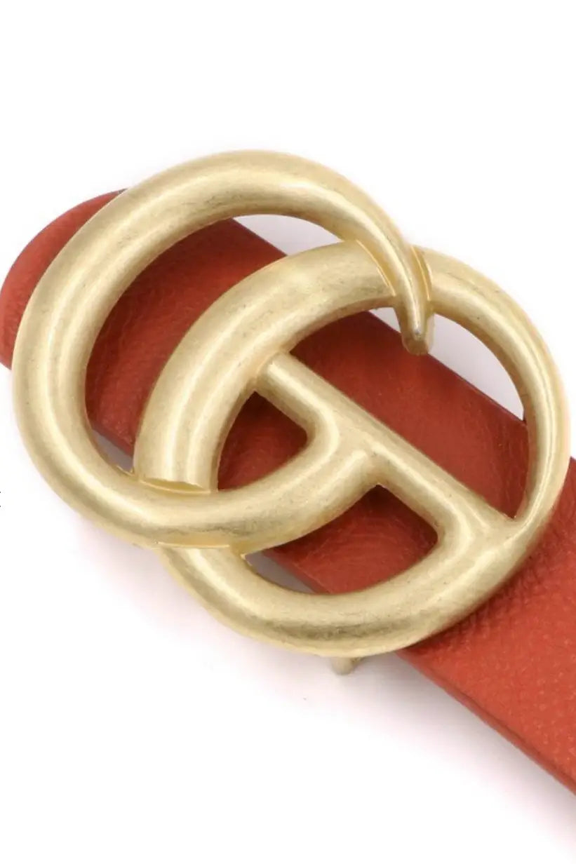 GiGi Belt Brown with Matte Gold - Bags & Belts