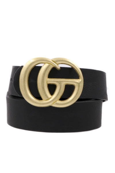 GiGi Belt Black with Matte Gold - Bags & Belts