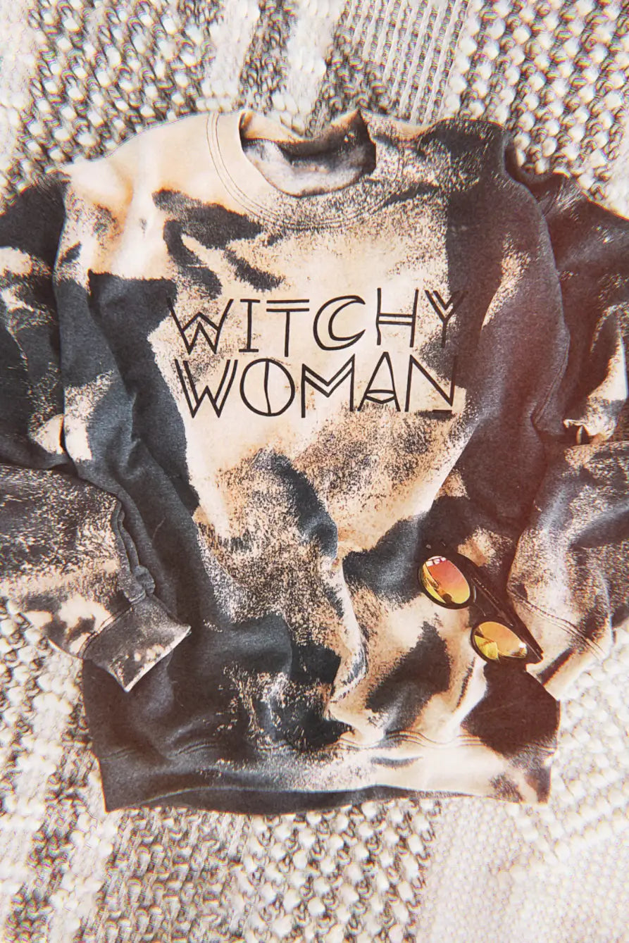 Witchy Woman Bleached Sweatshirt - Tops
