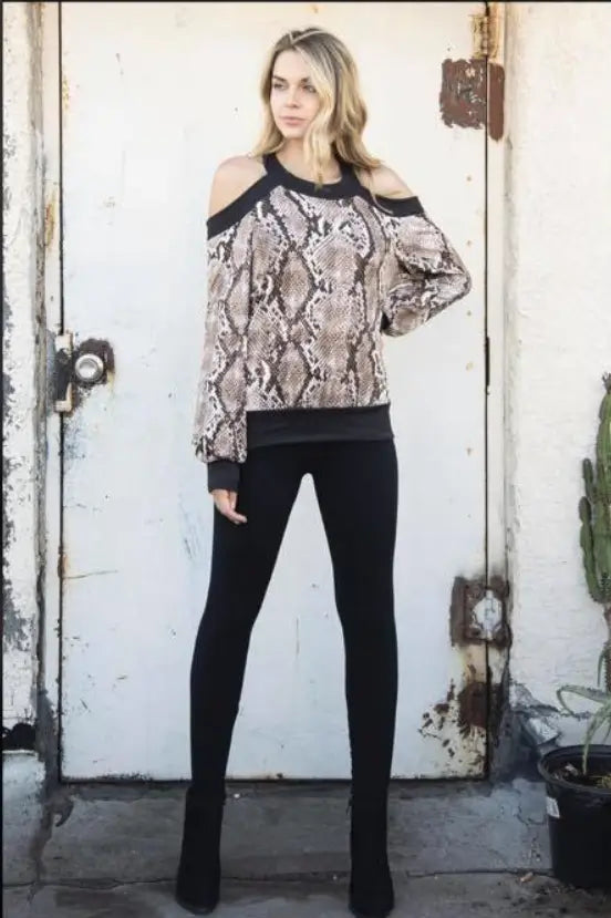 Call Me Back Snakeskin Print Top - Tops