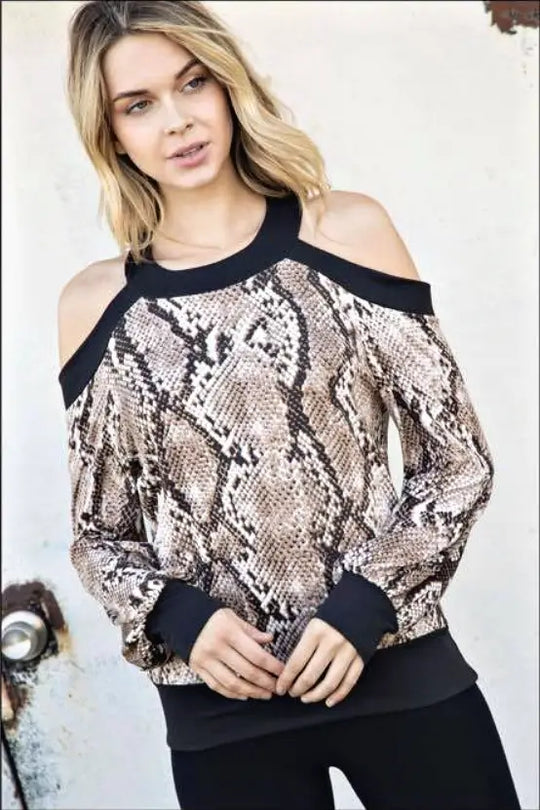 Call Me Back Snakeskin Print Top - Tops