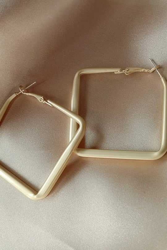Matte Gold Square Hoop Earrings - jewelry