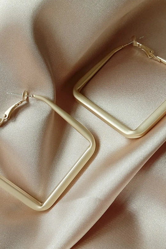 Matte Gold Square Hoop Earrings - jewelry