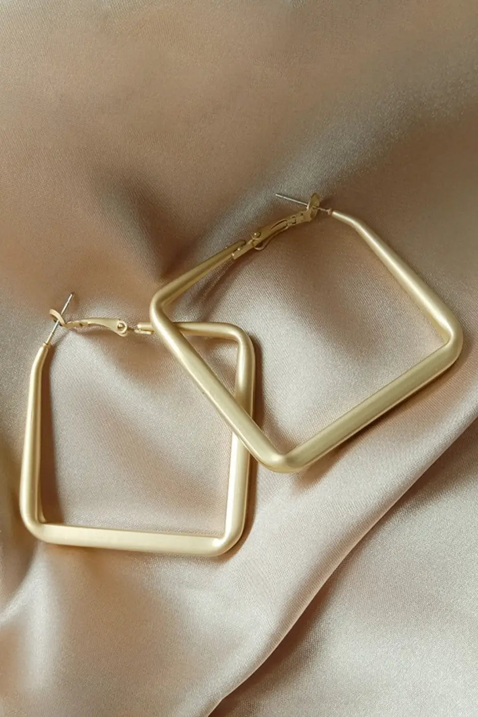 Matte Gold Square Hoop Earrings - jewelry