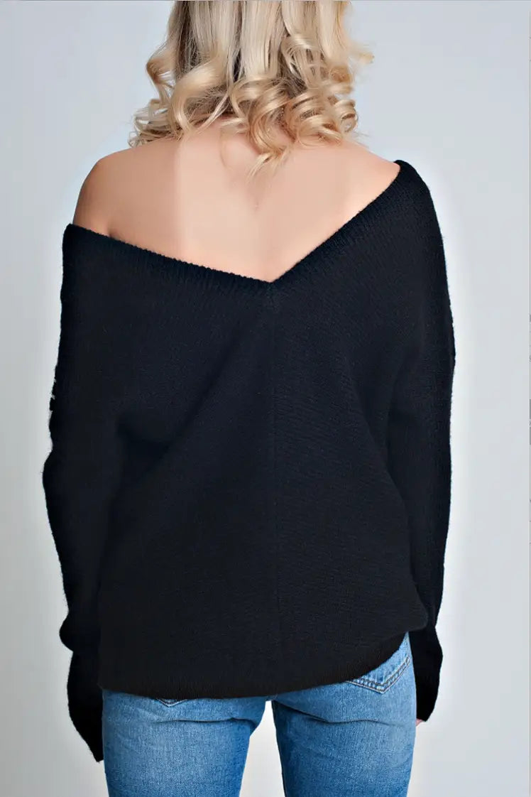 Take Me Back Black and White Sweater - Tops