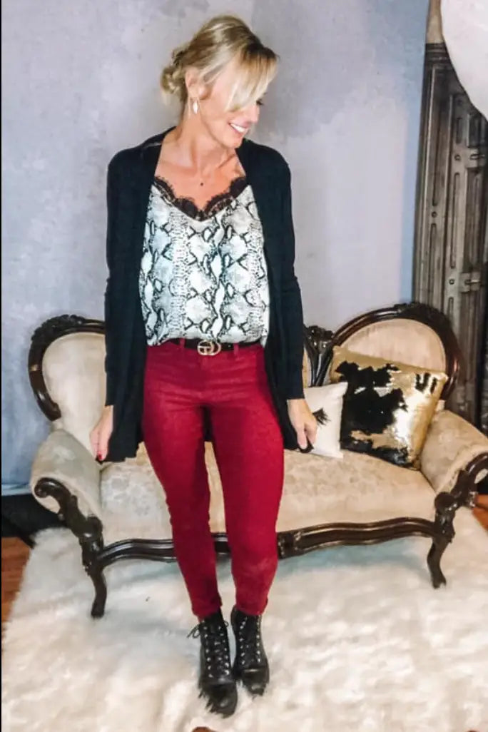 Royalty Burgundy Skinny Jeans - Bottoms