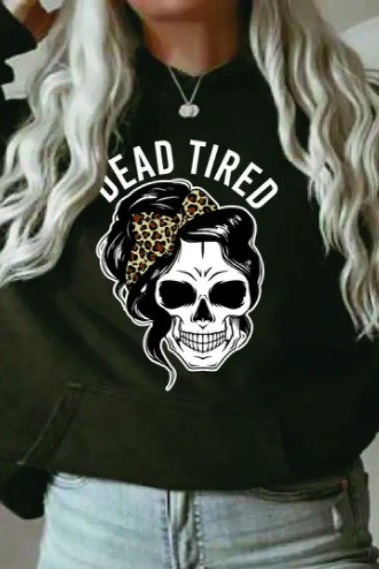 Dead Tired Black Hoodie - Tops