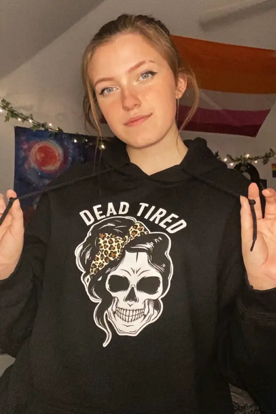 Dead Tired Black Hoodie - Tops