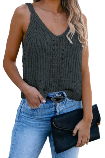 Lucky Me Green Knit Sleeveless Sweater - Tops