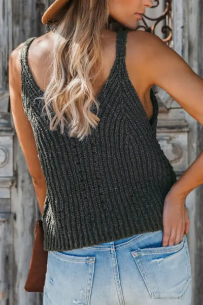 Lucky Me Green Knit Sleeveless Sweater - Tops