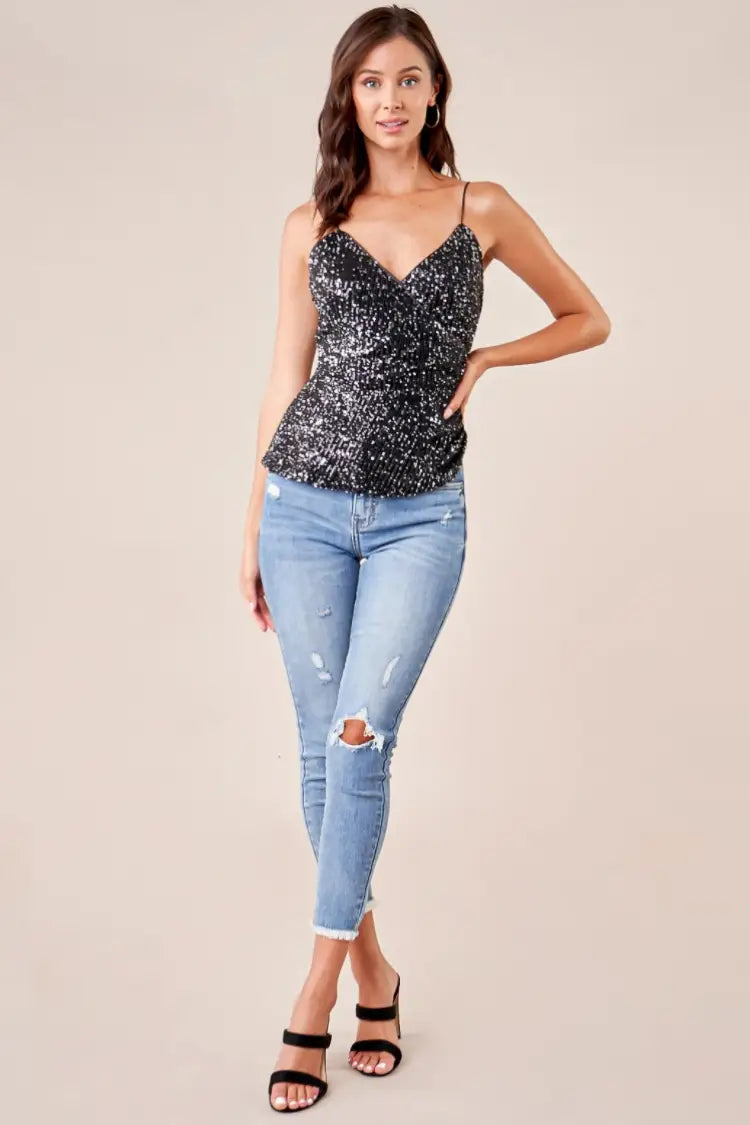 Girls Night Shining Star Sequin Cami Top - Tops