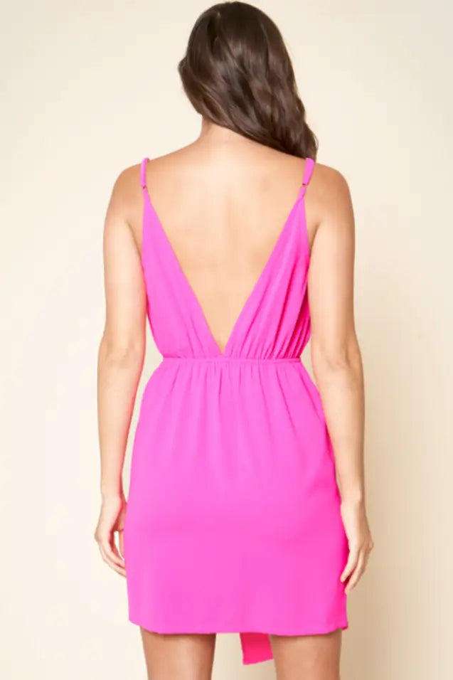 Hot Date Juleen Pink Surplice Dress - Dresses
