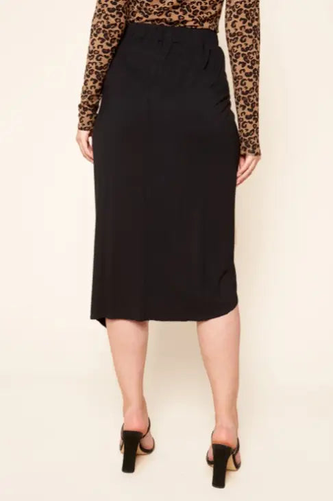 Martini Midi Sarong Black Wrap Skirt - Bottoms