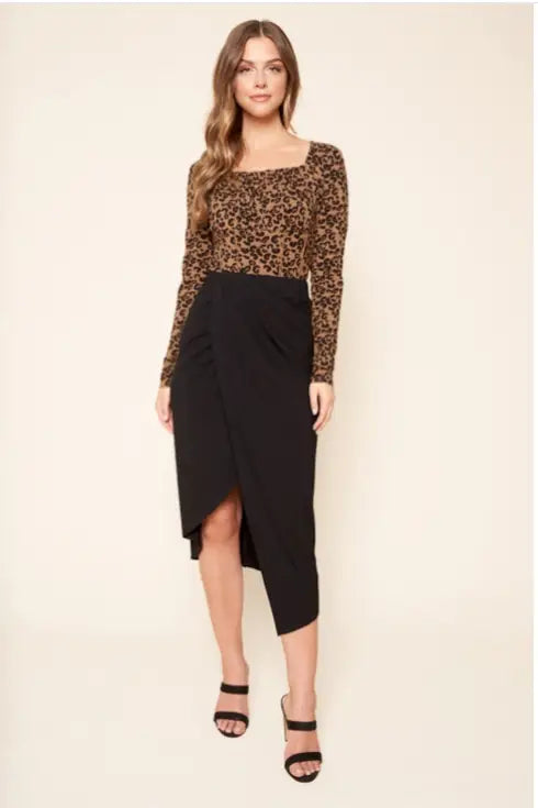 Martini Midi Sarong Black Wrap Skirt - Bottoms