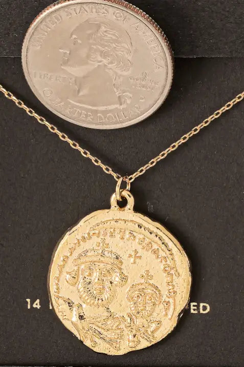 Old Coin Gold Pendant Necklace - Jewelry
