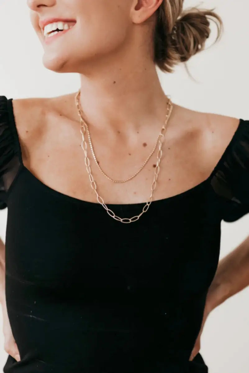 Charlotte Double SIlver Chain Necklace - Jewelry