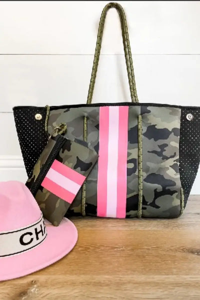 Camo Neoprene Multi-Purpose Tote Bag - Green Camo - Bags & Belts
