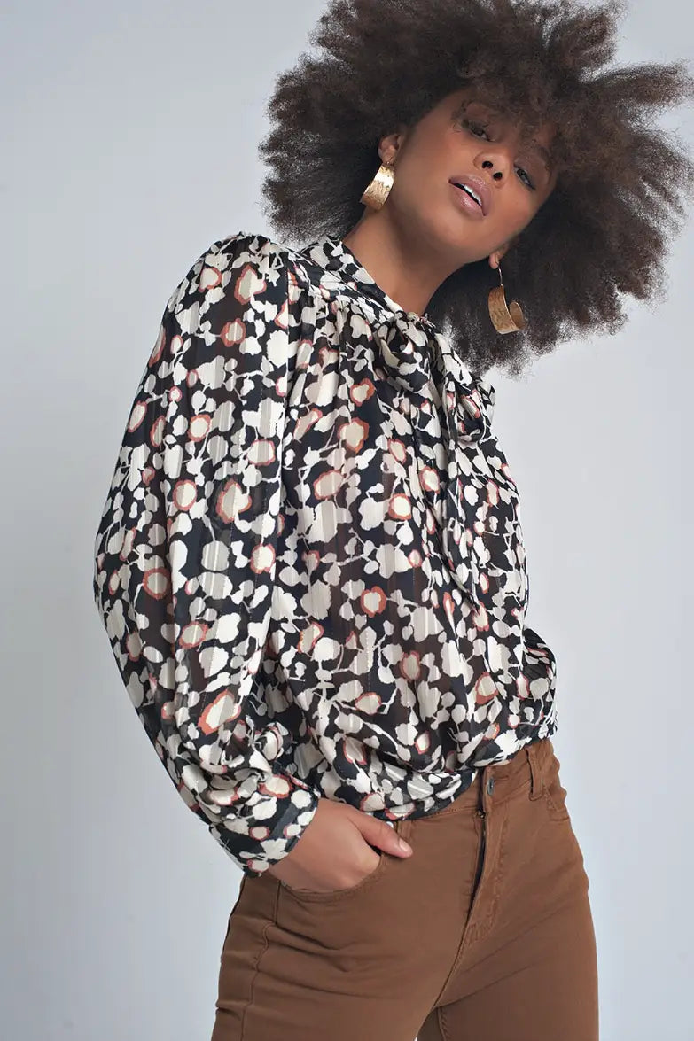 Multi Color Top with Flowy Sleeves - Tops