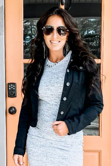 Black Denim Slim Jacket - OUTERWEAR