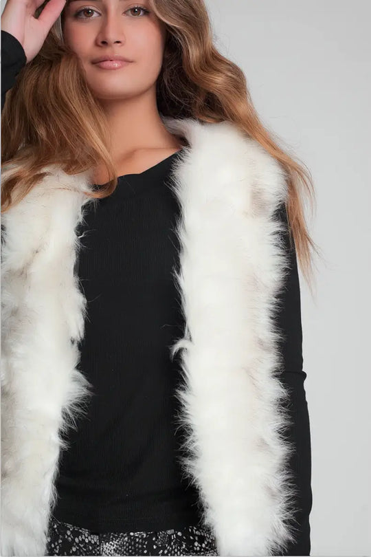 Black Faux Leather and Fur Vest - Vests