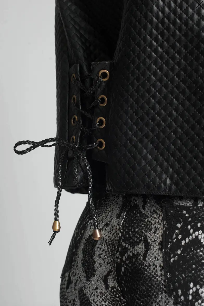 Black Faux Leather and Fur Vest - Vests