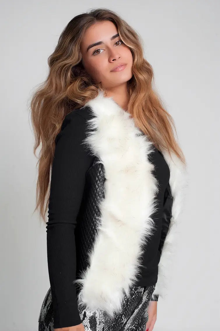 Black Faux Leather and Fur Vest - Vests